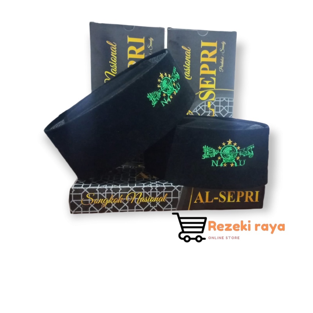 PECI NU BORDIR HIJAU /PECI SONGKOK KOPIAH HITAM POLOS BELUDRU