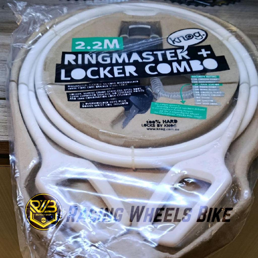 Knog Kunci Gembok Sepeda /Motor Ringmaster + Locker Combo 2.2m White