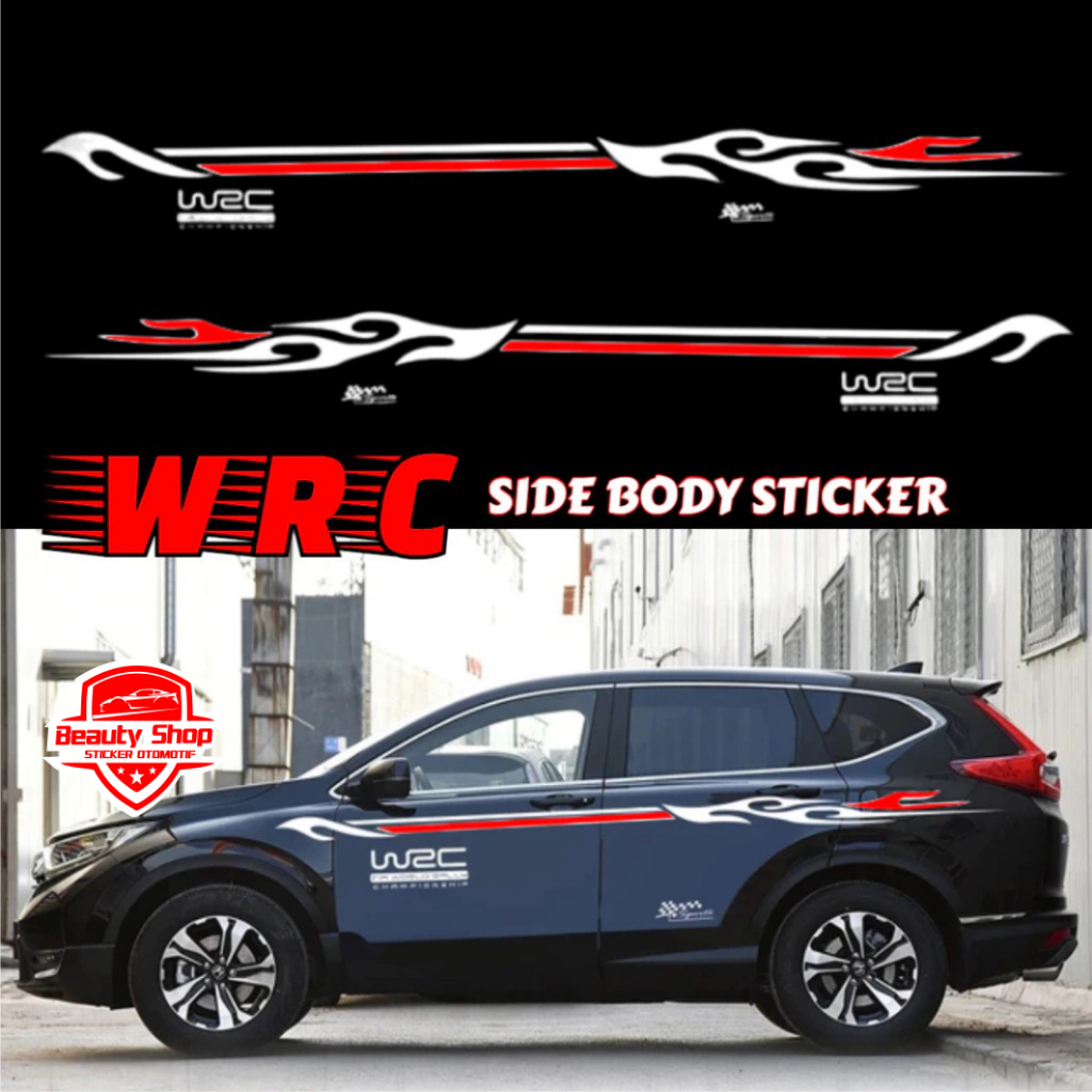 Stiker Khusus untuk Mobil warna hitam Wrc racing side body sedan universal
