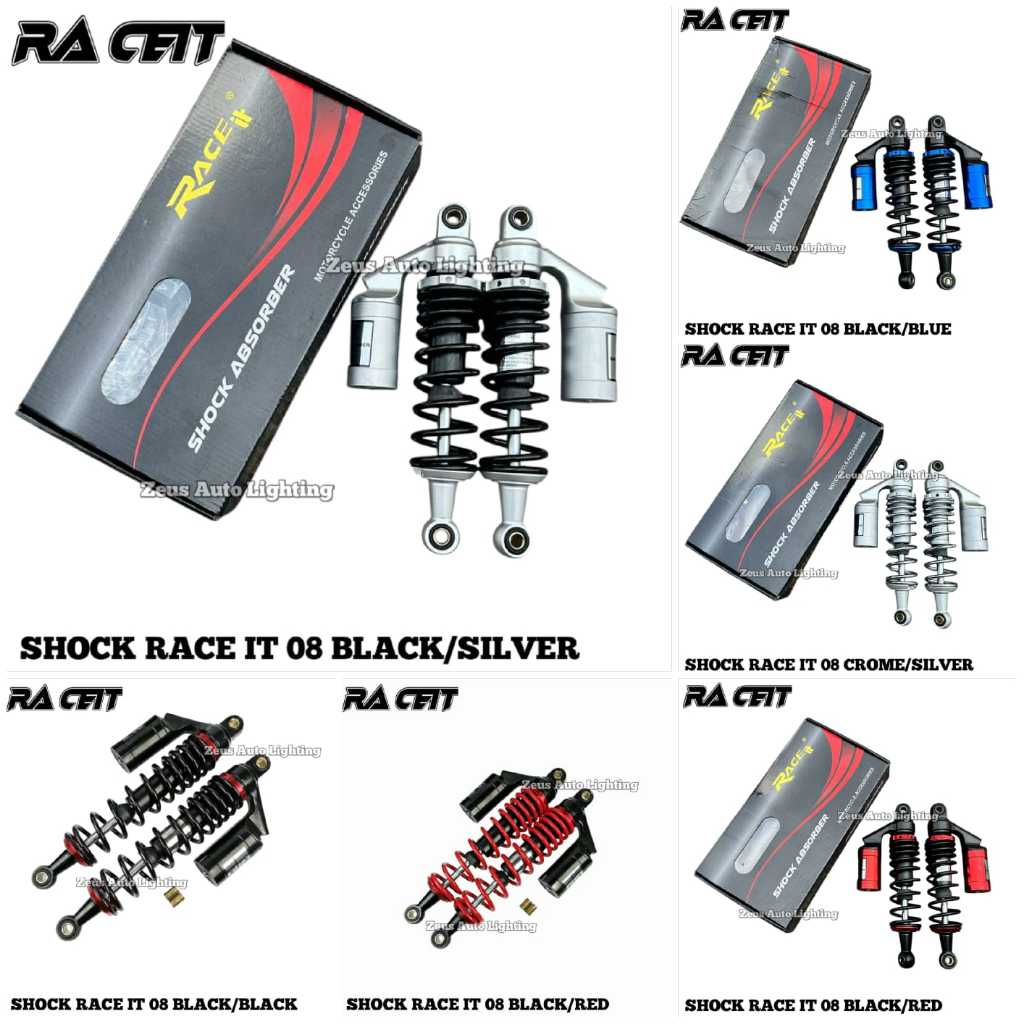 SHOCK DOUBLE RACE IT TABUNG ATAS SHOCKBREAKER RACE IT 08 UKURAN 280MM & 340MM UNIVERSAL MOTOR BEBEK 