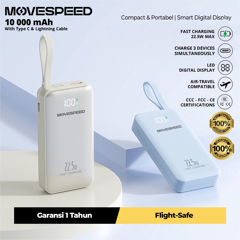 CCC Certification MoveSpeed GH-669 Powerbank 10000mAh Super Fast Charge 22.5W/20W PD SCP 3 Output Tr