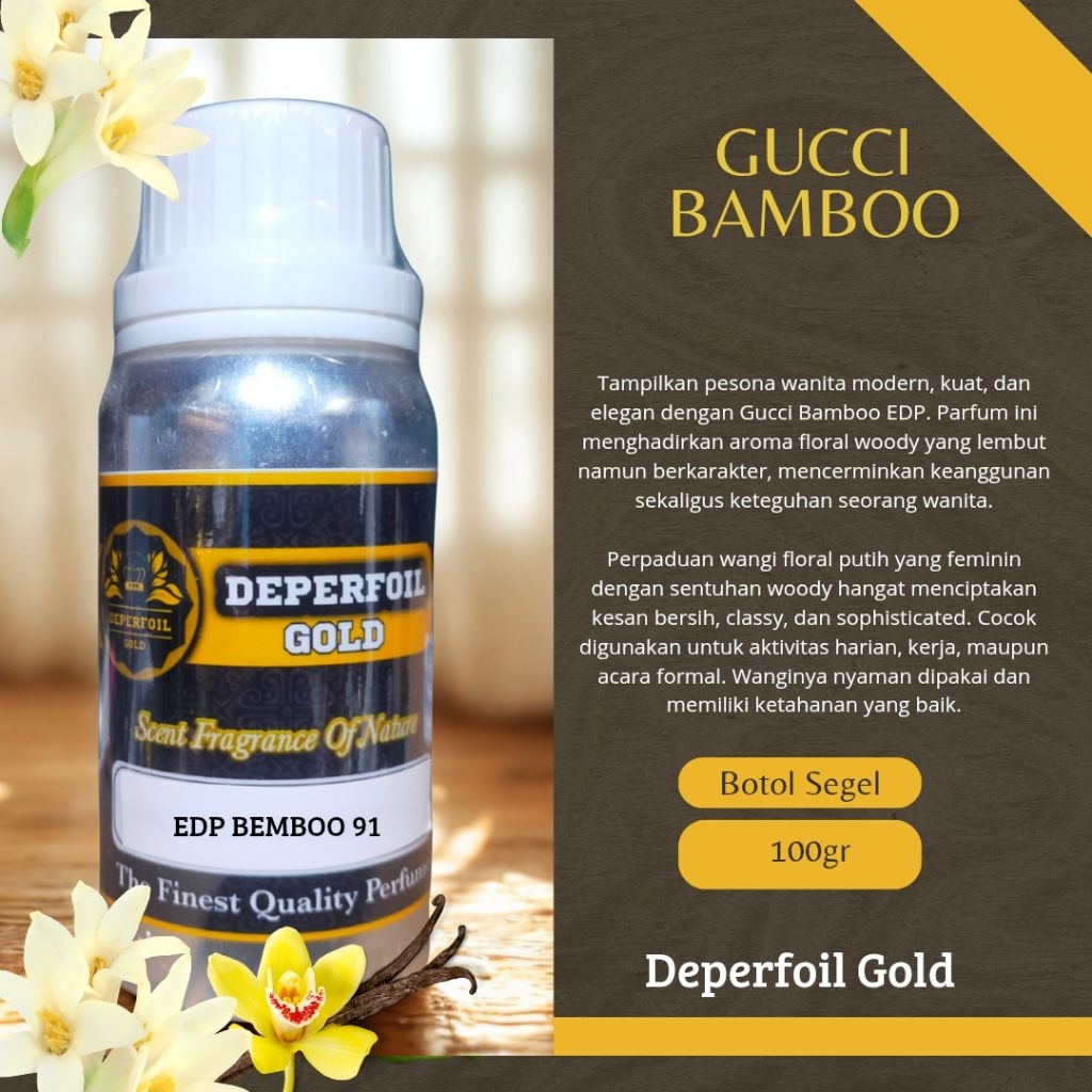 Deperfoil Gold Bibit Parfum Bamboo EDP | Parfum Wanita Floral Woody Elegan