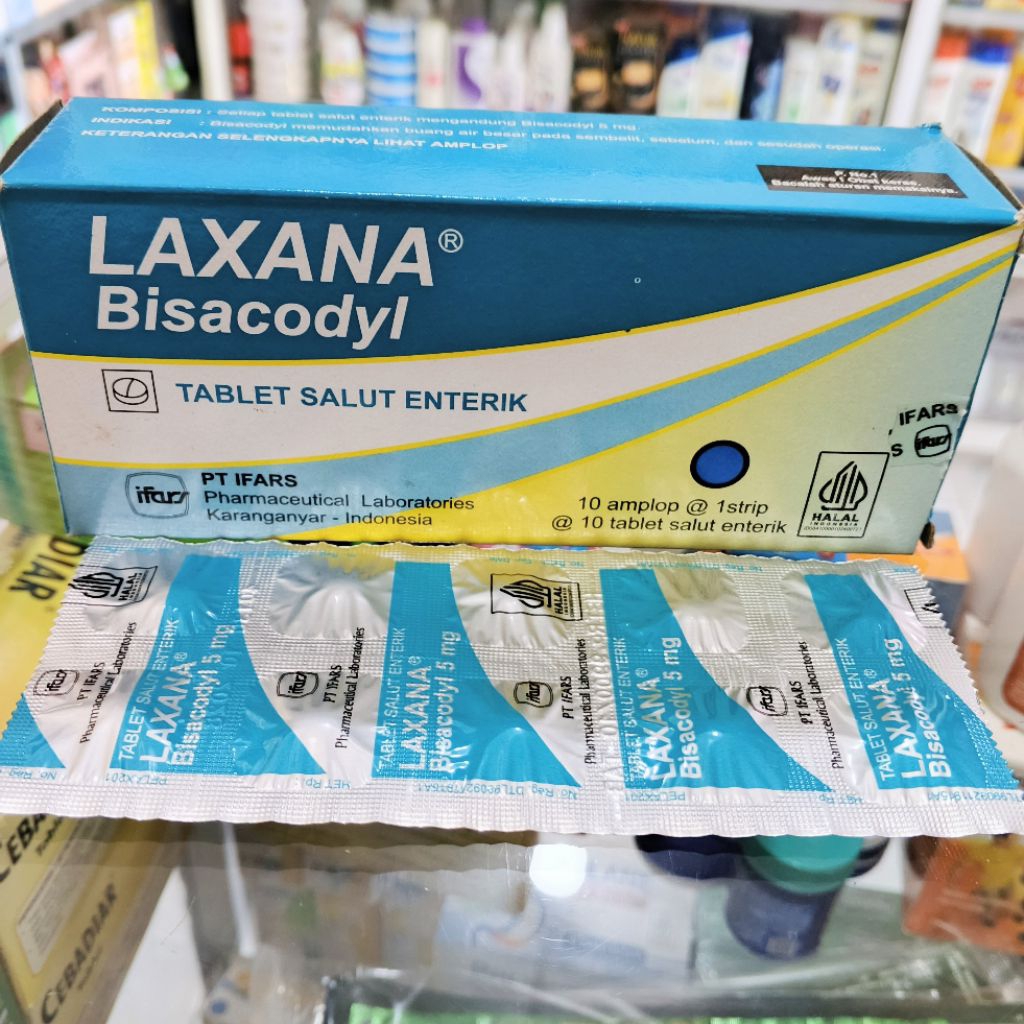Laxana Bisacodyl 5mg 1 Strip Isi 10 Tablet - Obat Pencahar | Konstipasi Sembelit Susah BAB