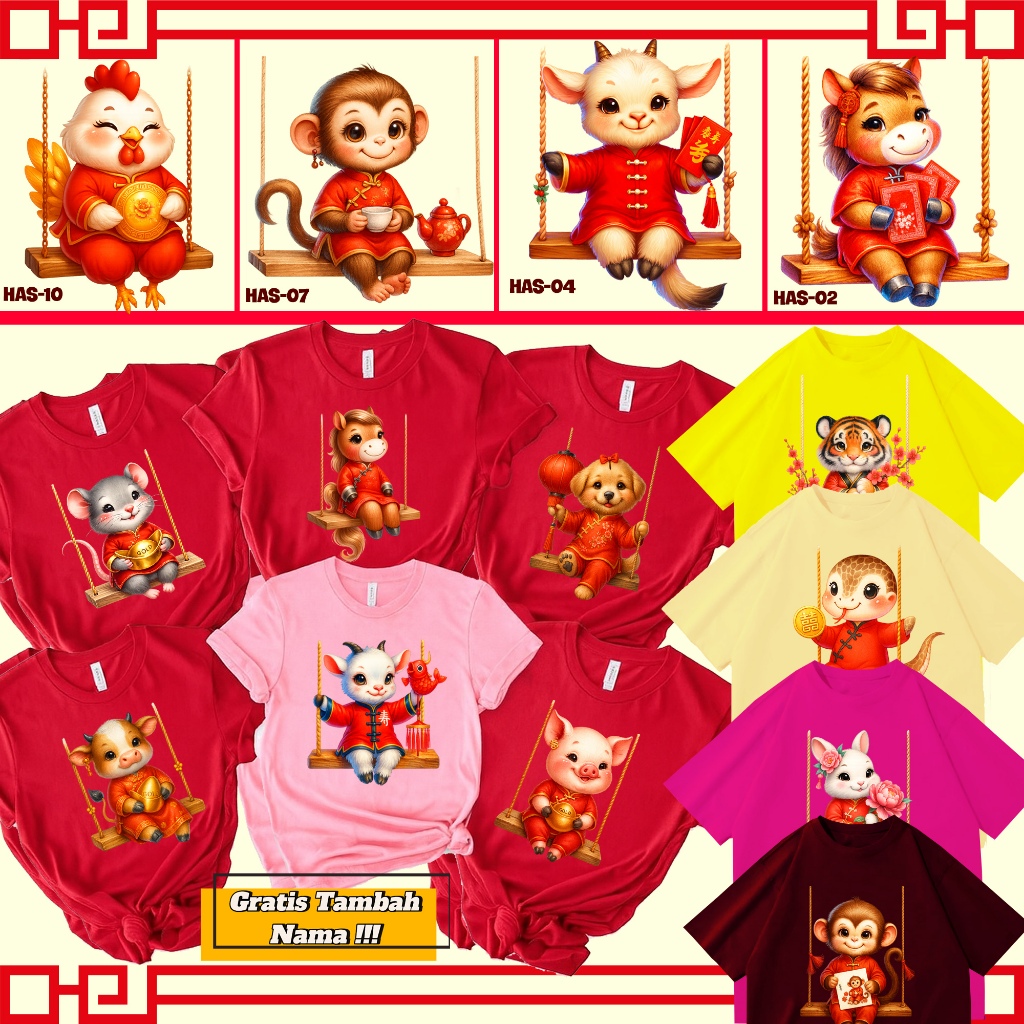 HOONEYBEE - KAOS 12 SHIO KAOS IMLEK CEWEK BAJU IMLEK SHIO CHINESE NEW YEAR TSHIRT