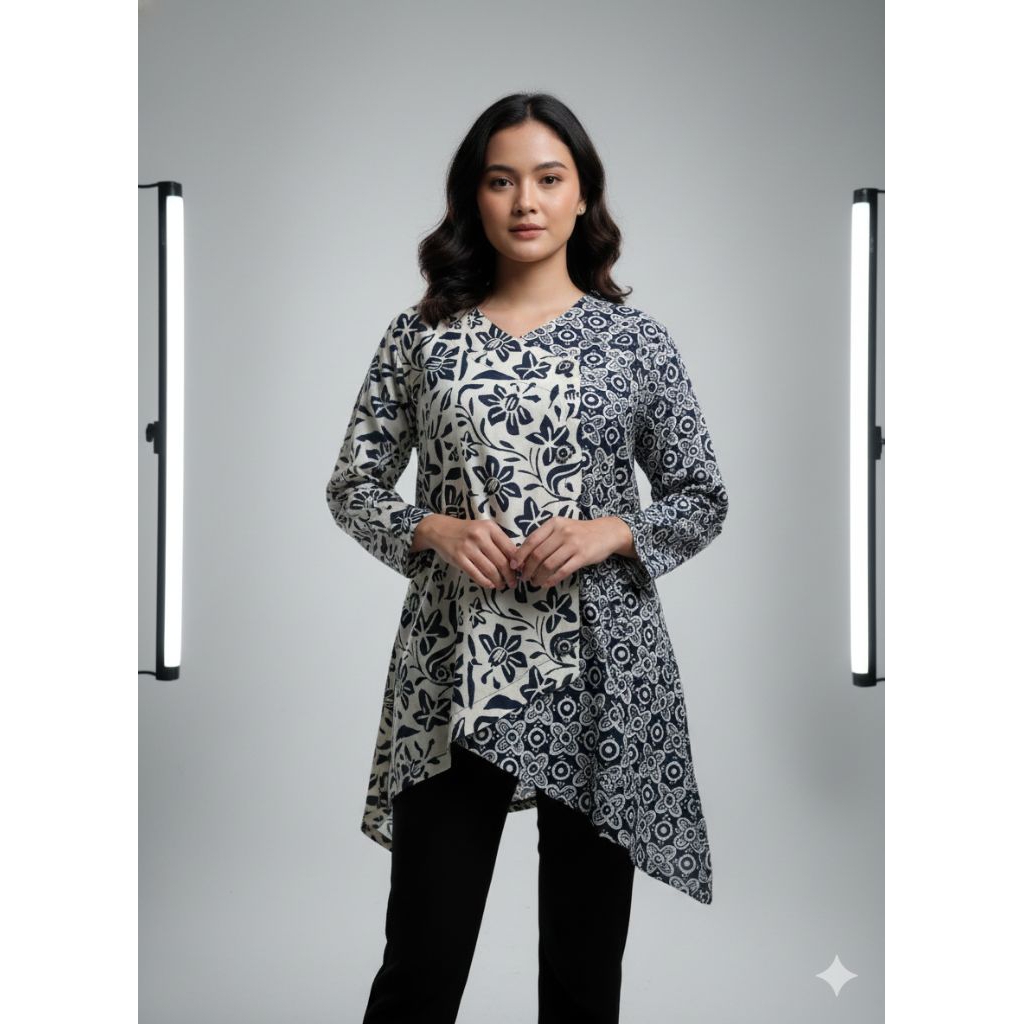 Blouse Batik wanita | batik Korean style | blouse Batik kekinian kombinasi