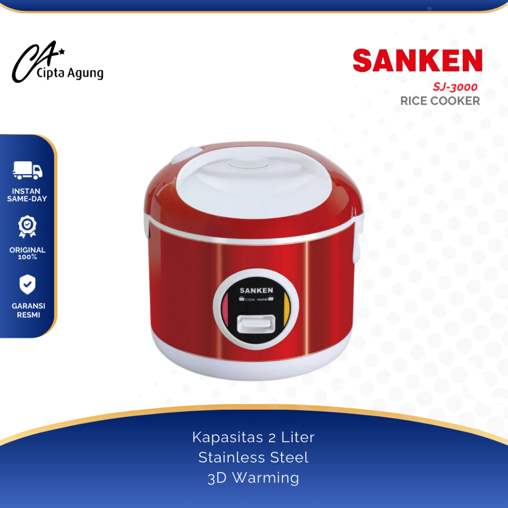 SANKEN RICE COOKER PENANAK NASI 2 LITER 2L STAINLES SJ-3000 SJ3000 SJ 3000M SJ3000  SJ3000 MAGICOM G