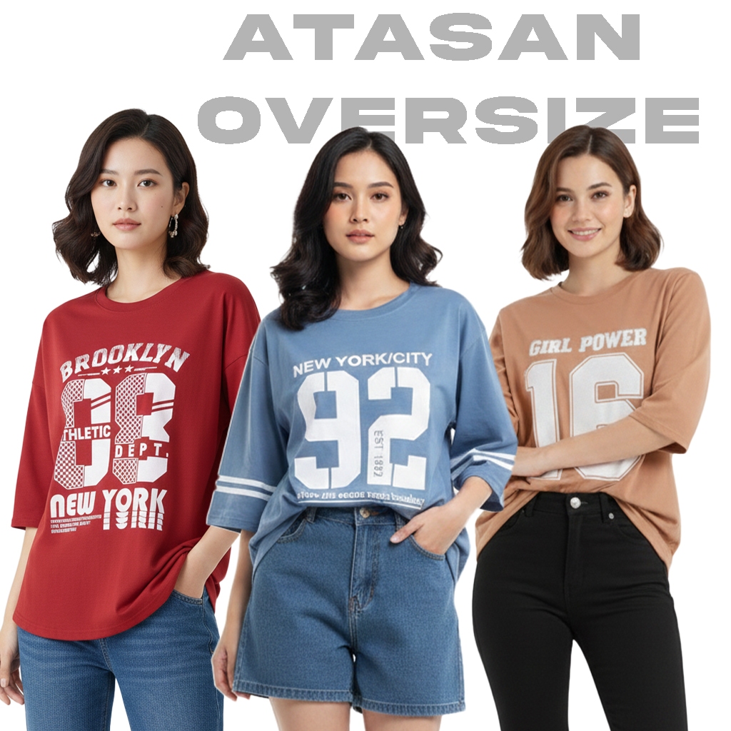 ATASAN WANITA OVERSIZE VISTA TERRY ANGKA | KAOS ATASAN WANITA ANGKA TERBARU JUMBO