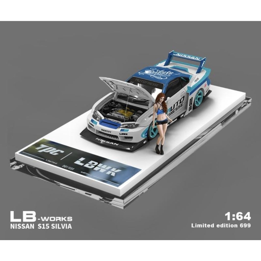 TPC Skala 64 Nissan S15 LBWK White Blue Figure Version