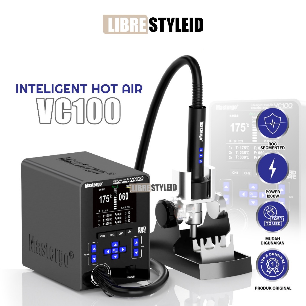 MASTERGO VC100 INTELIGENT HOT AIR STATION ORIGINAL - BLOWER UDARA PANAS PINTAR MASTERGO 1200 WATT So