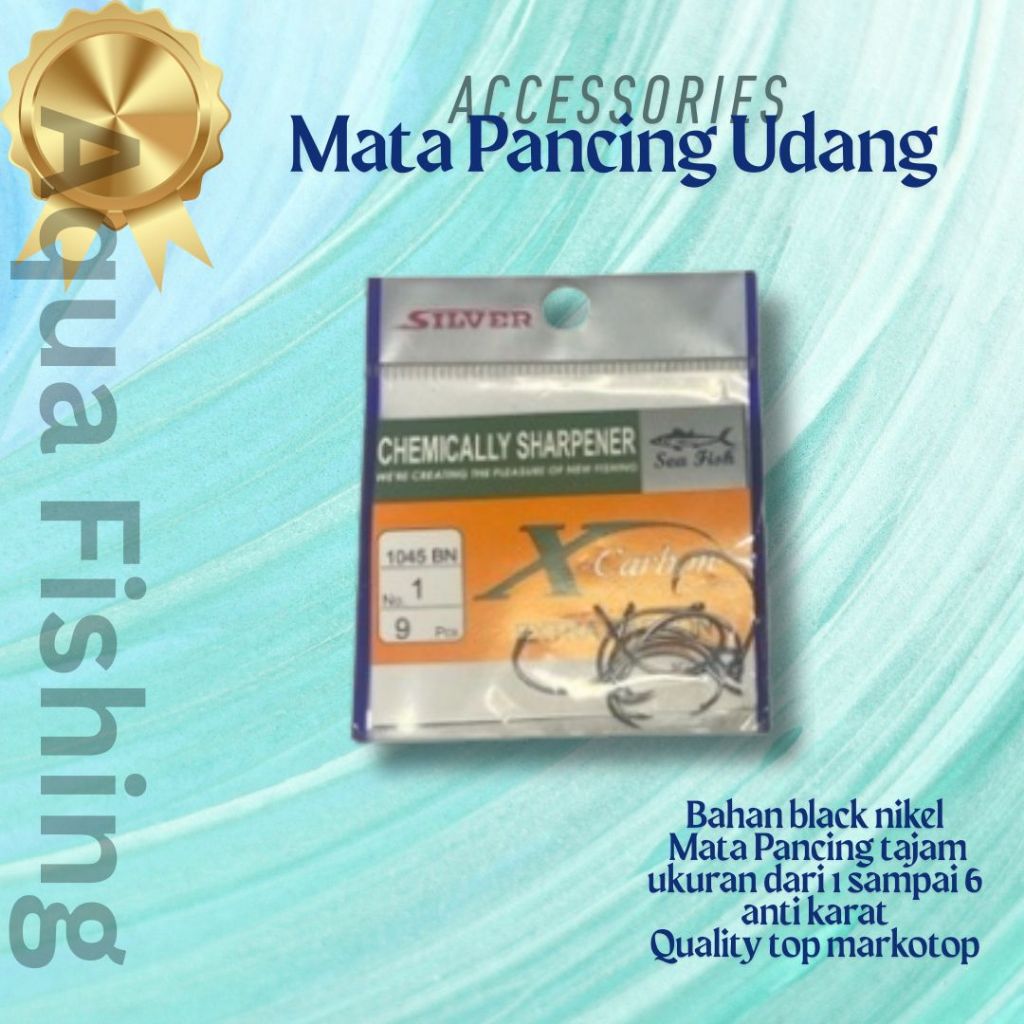 AQUAFISHING Kail Mata Pancing Udang XCARBON 1045 Black Nikel Tajam