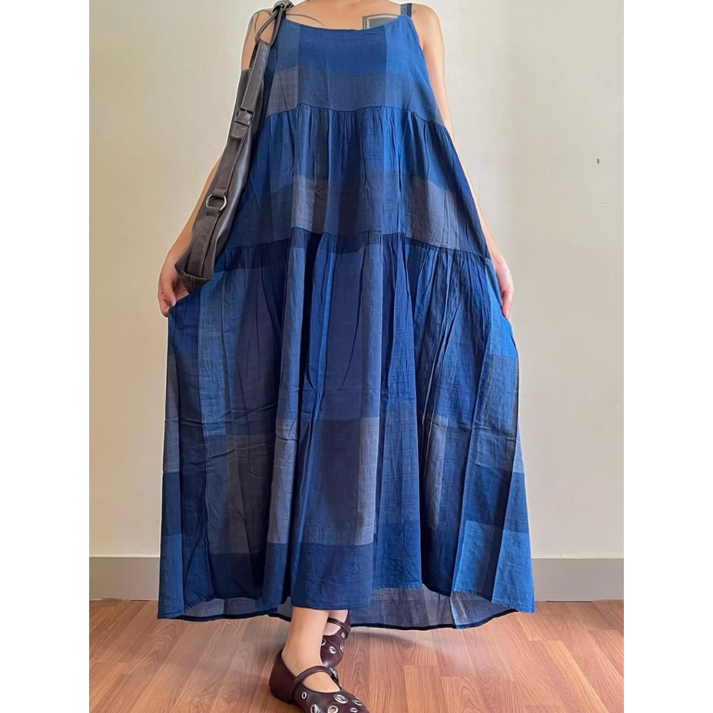 preloved blue tartan dress