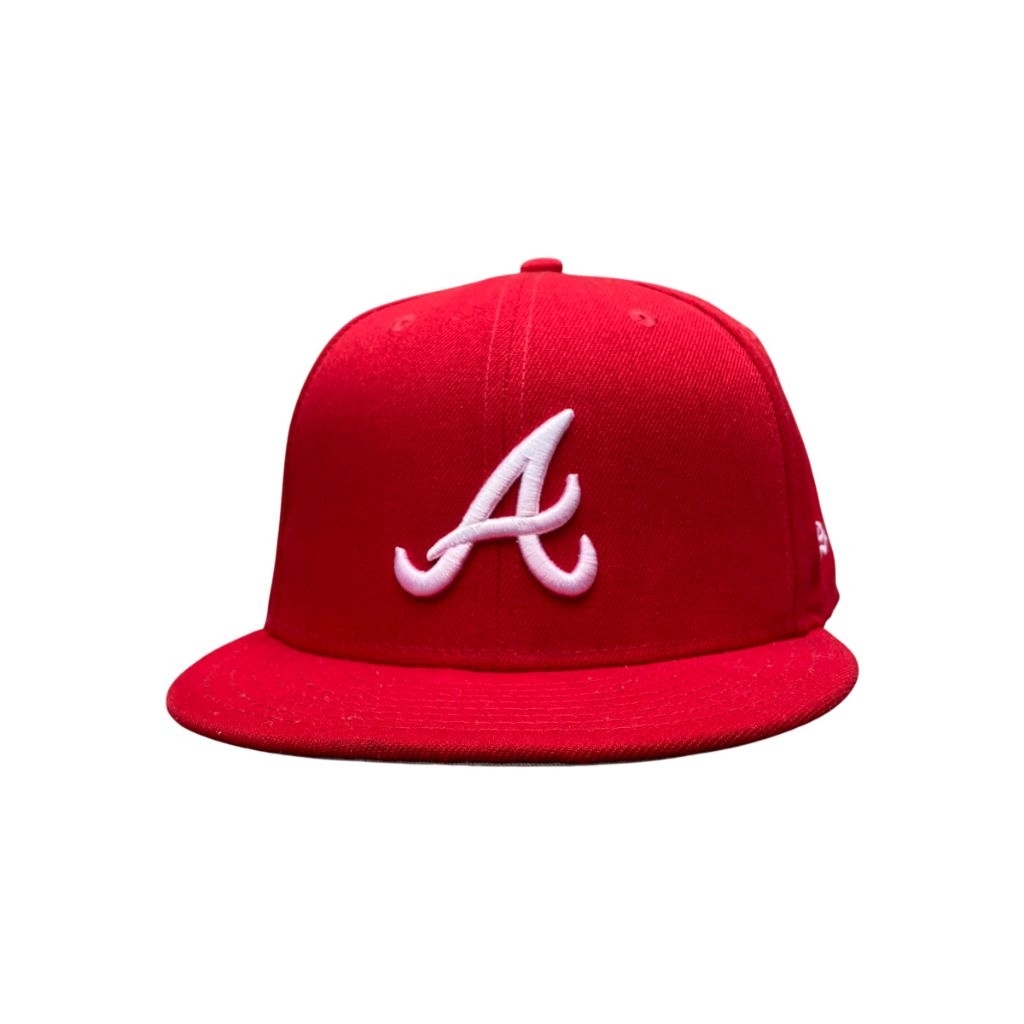Topi Snapback Fitted New Era 59Fifty Atlanta Braves Red Second Original Murah