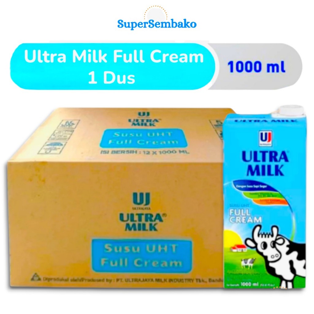 Susu UHT Ultra Milk Full Cream Fresh Milk 1L / 1 Liter / 1000ml 1 Dus Isi 12 Pcs Instant Depok