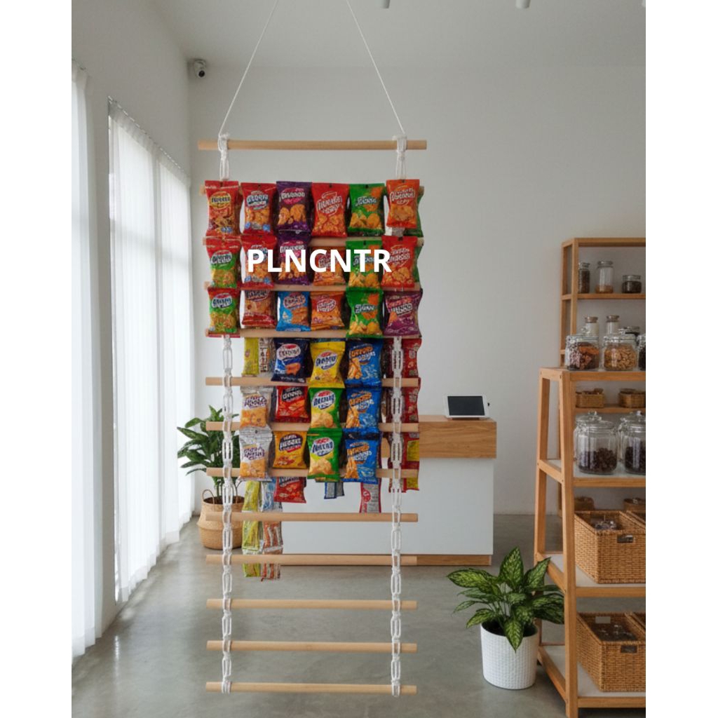 Rak Gantungan Rencengan Warung 10 susun Jajanan Kopi Display Toko Rentengan Tempat Penyimpanan Dagan