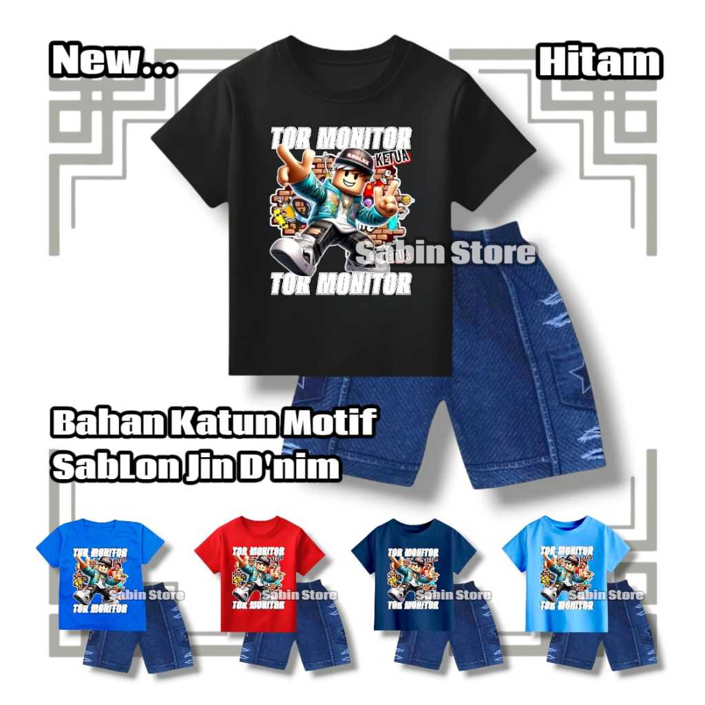 SETELAN BAJU ANAK TOR MONITOR KETUA MOTIF ROBLOX TERBARU UNTUK USIA 1 - 10 THN