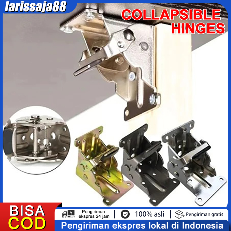 Engsel lipat berengsel sendiri 90 derajat untuk meja, kursi, dan bangku Braket Engsel Kaki Meja Lipa