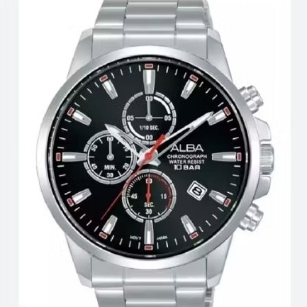Alba AM3909X1 chrono silver jam tangan cowok original