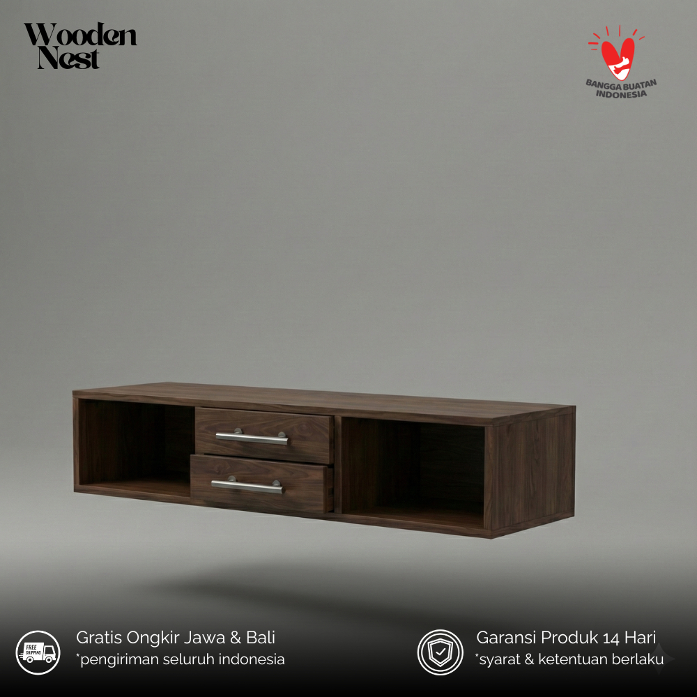 Meja Rias Gantung JATI "AURORA" / Nakas TV Minimalis / Meja Konsol Dinding LED / Floating Vanity Sol