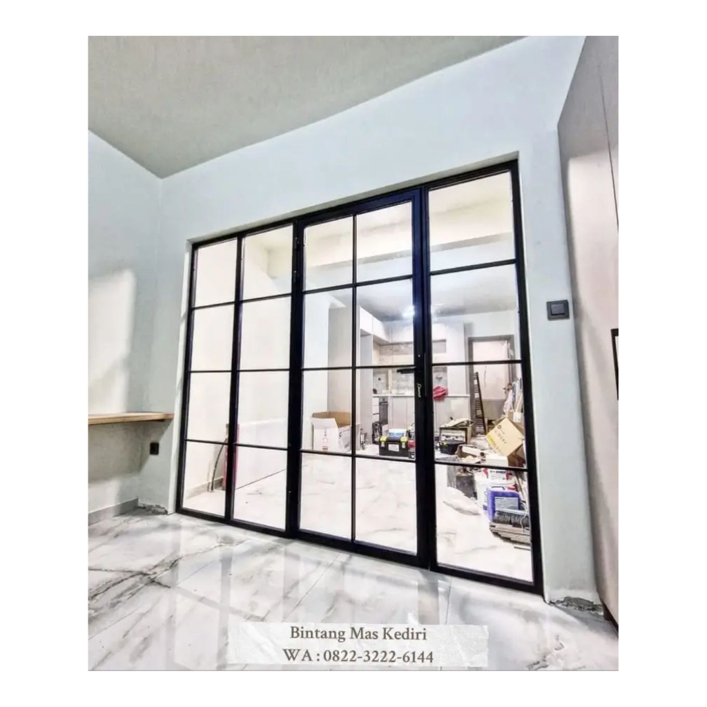 Pintu Kaca Mati Aluminium Ornamen Minimalis Modern | Custom Ukuran | Start 1.800.000 per daun