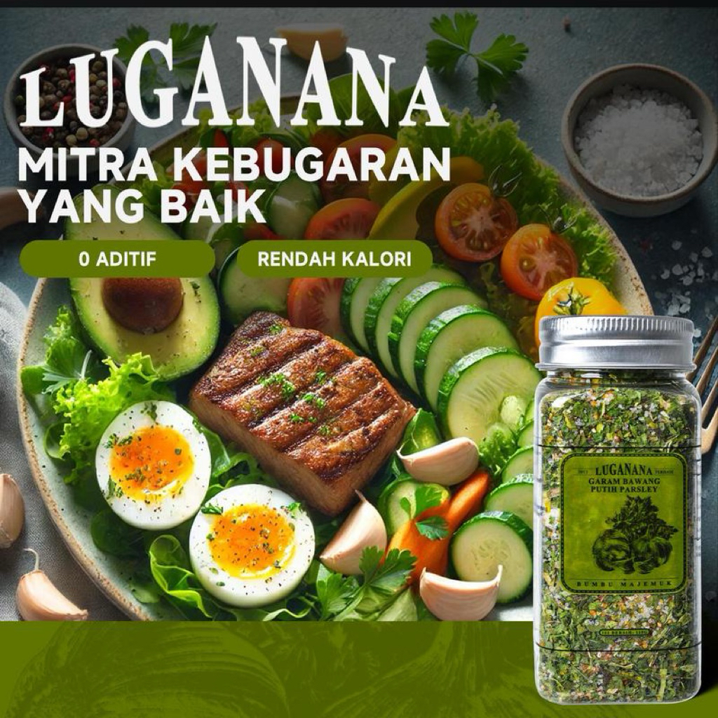 LUGANANA - Peterseli Bawang Putih Garam - Bubuk Merica Hitam - Bubuk Bawang Putih - Peterseli - Rend