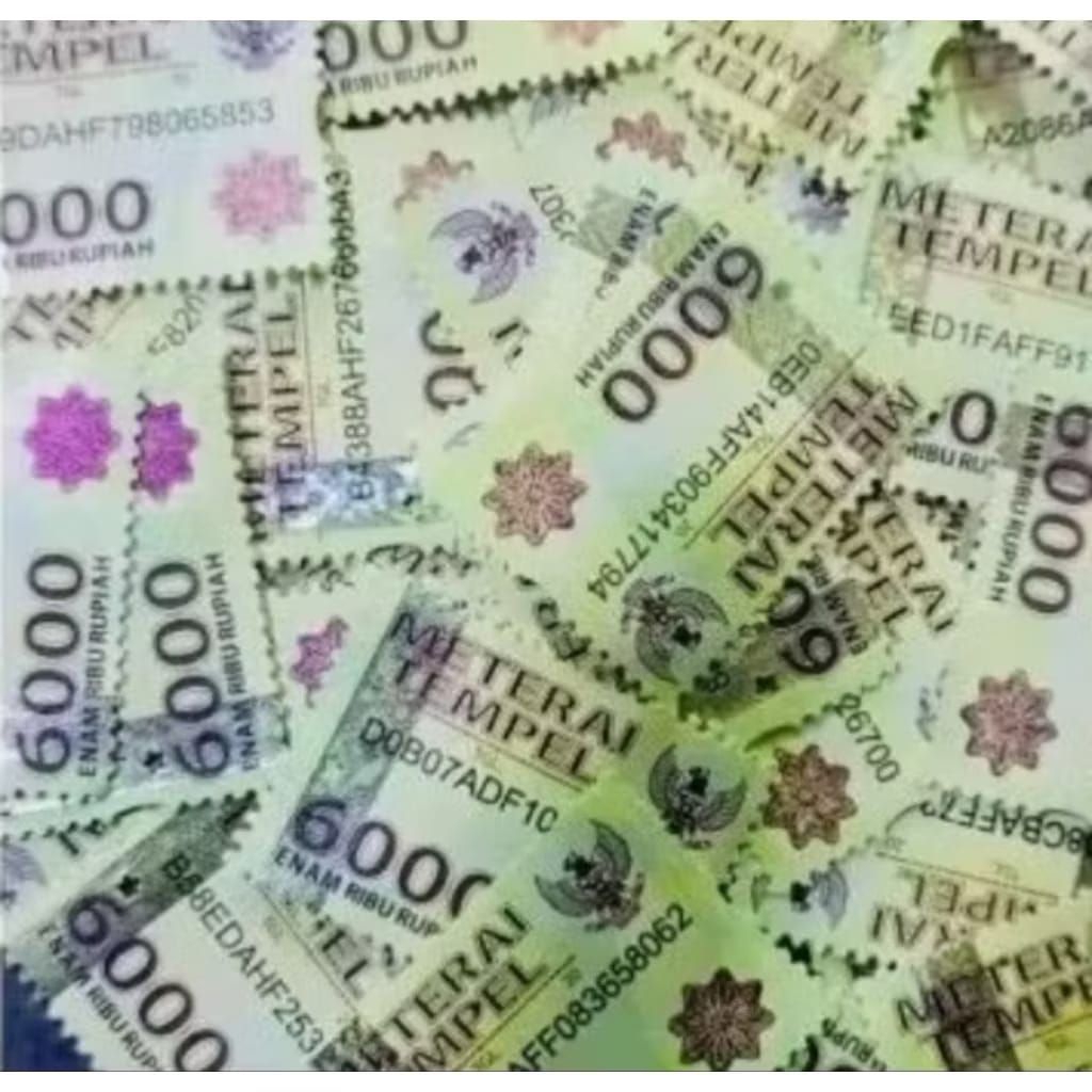 Satuan Materai 6000 Enam Ribu Asli meterai tempel