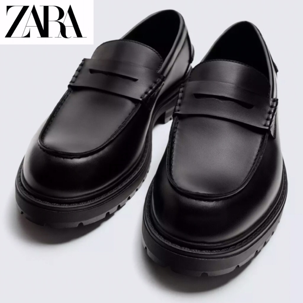 ZARA Men Shoes Penny Dress Loafers Sepatu Pria Black