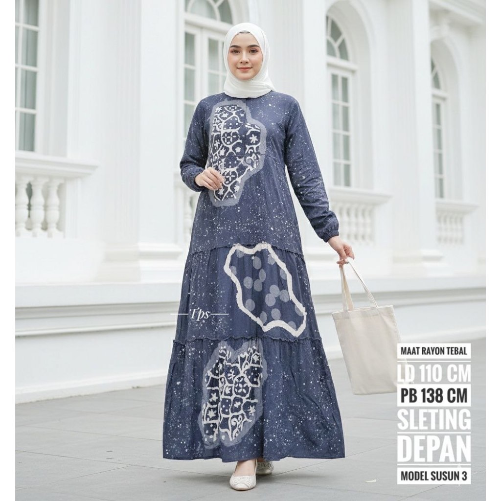 Ariefa Batik - TERLARIS GAMIS RAYON CANDI MEKAR LD 110 PB 140 TERMURAH - GAMIS CANDI MEKAR SIZE XL -