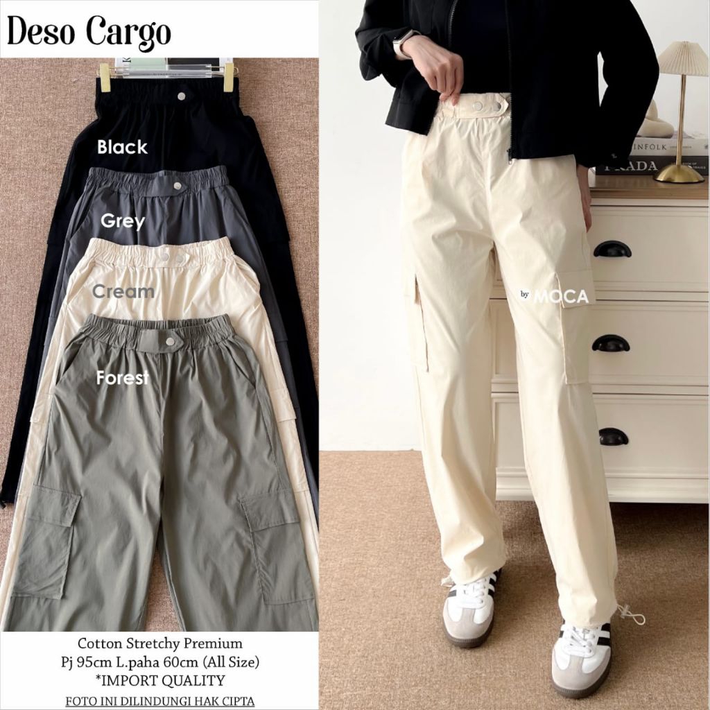 Deso Cargo Pants Celana Panjang Wanita Premium Original Ori Moca Berlabel