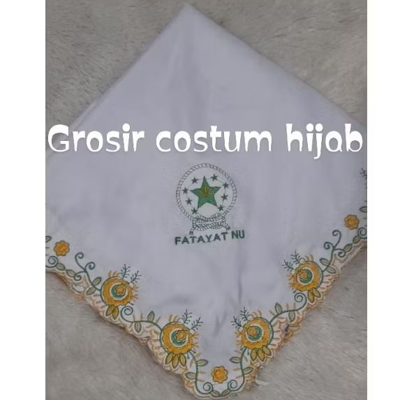 Hijab/jilbab/kerudung segi empat Fatayat logo bordir komputer rapi/jumbo/120x120cm