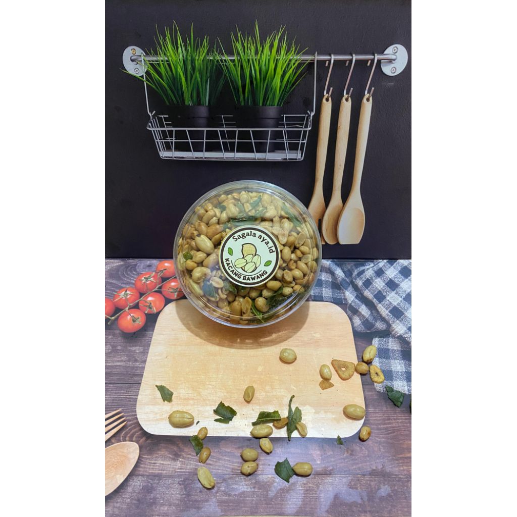 Heaventee.Id Kacang Bawang Goreng Premium Gurih Lezat Daun Jeruk Toples Mika Steril 250Gram