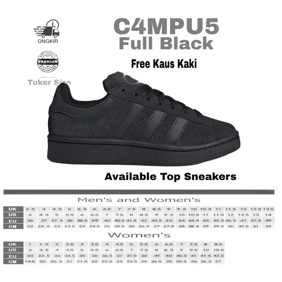 Sepatu Sneakers Hitam Polos Pria Wanita Sepatu Gemuk Hitam Polos Casual Sepatu Sekolah