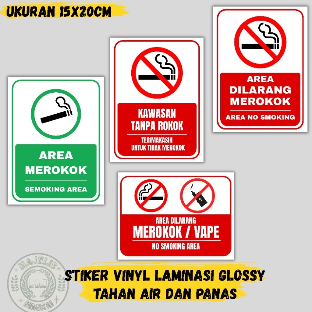 Stiker Peringatan Dilarang Vape Dilarang Merokok Sticker Dilarang Merokok / Stiker Dilarang Merokok 