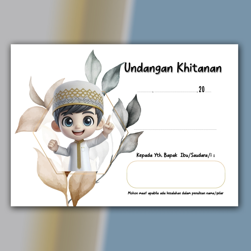 (Isi 25 Pcs) Undangan Khitanan Tulis Tangan Ekonomis Mini Animasi 3D Terbaru Khitan