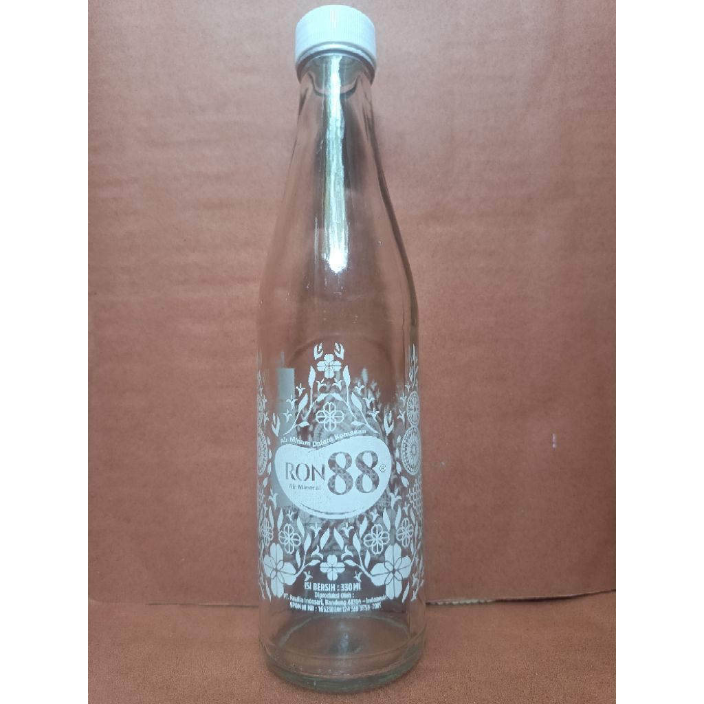 botol beling kaca kosong 330ml bersih bekas ron 88 tutup baru