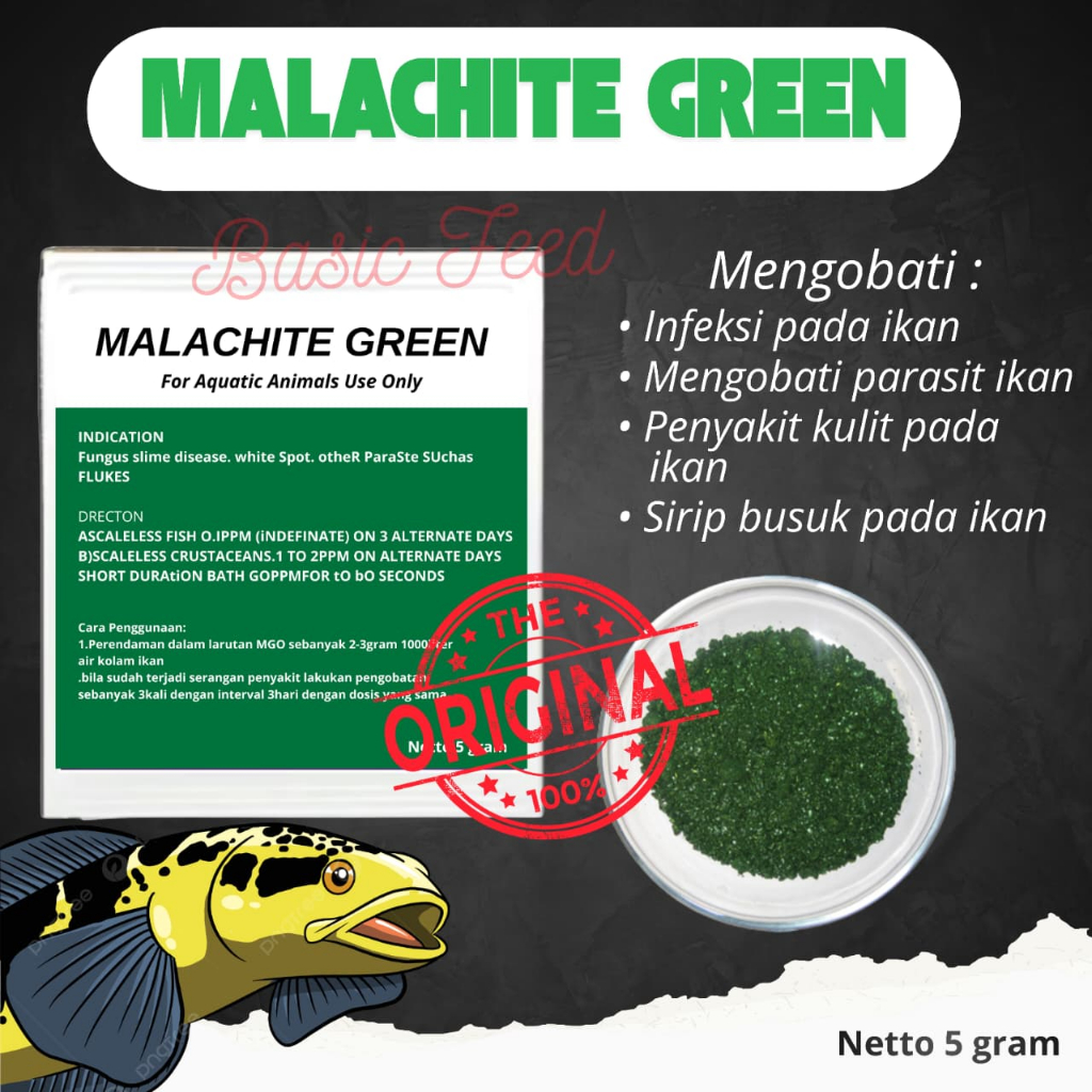 malachite green 5gr obat ikan parasit obat jamur ikan obat infeksi ikan hias ikan predator