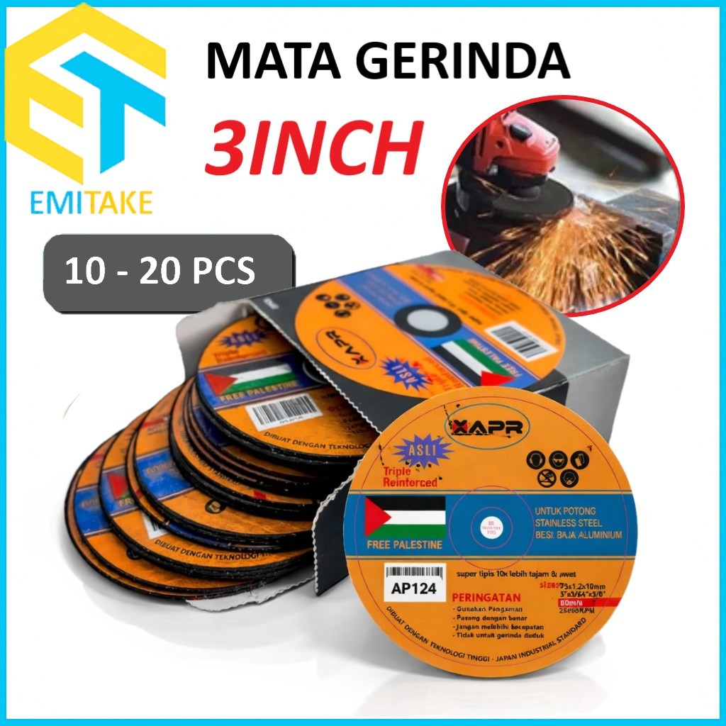 20PCS Mata Gerinda Potong Besi 3 Inch Batu Potong Mesin Gerinda Mini Cordless Mata Gerinda WD 3inch