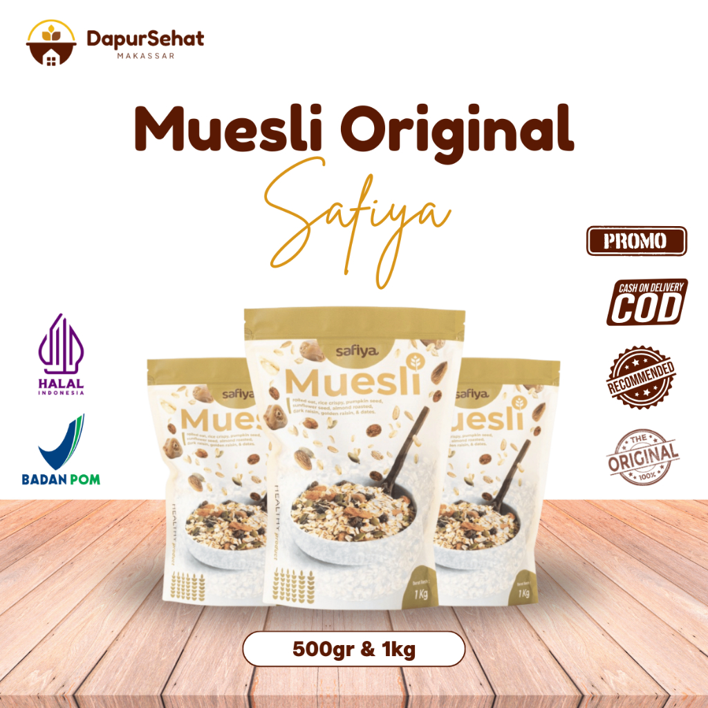 MAKASSAR 1kg Muesli original dan varian lemon sereal sehat buah kering dan bijian 1 kg 500 gram prog