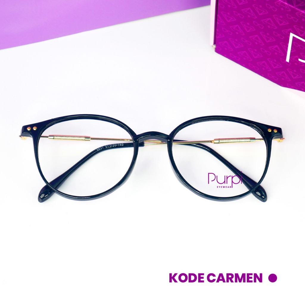 Frame Kacamata Pria Wanita CARMEN Bulat Minus Photocromic Photochromic Anti Radiasi Blueray Bluecrom