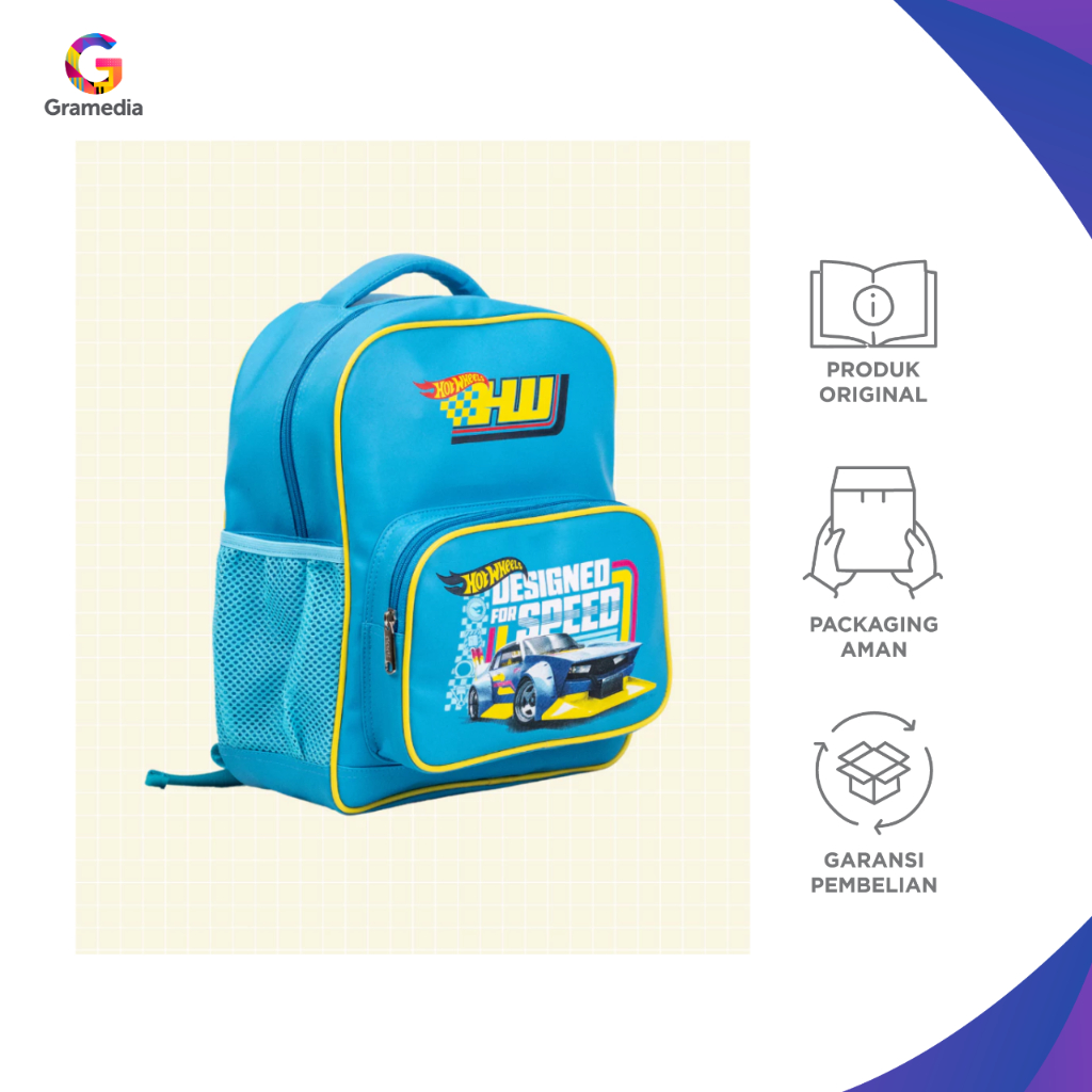 GRAMEDIA MALL PEKANBARU (ORUIGINAL) Dadi - Hot Wheels Core Graphic Medium Backpack - Tas Ransel Anak