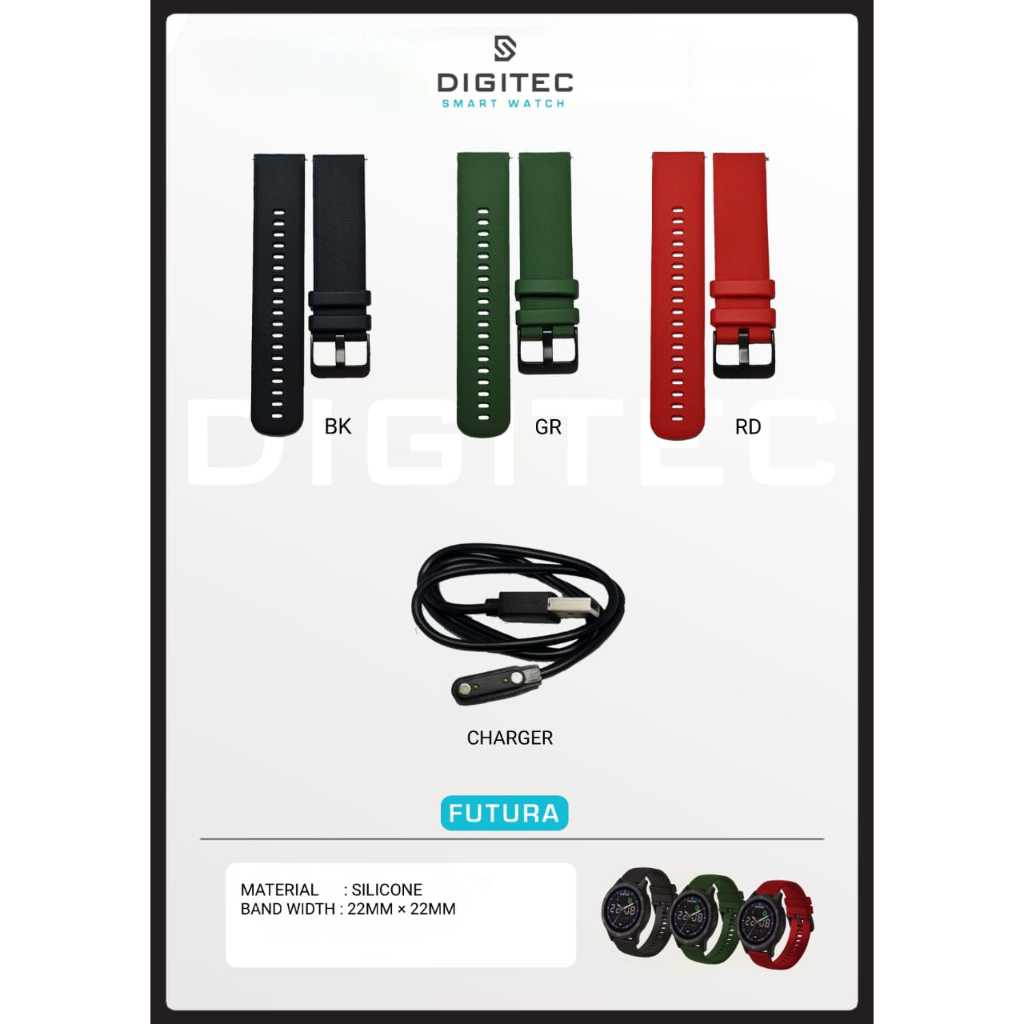 Tali Strap Jam Tangan Digitec Smartwatch FUTURA Strap Rubber - Charger Digitec FUTURA Original