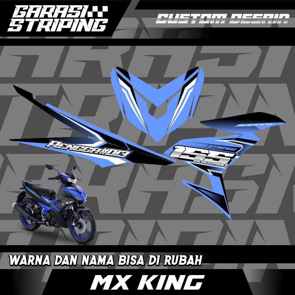 STRIPING CUSTOM VARIASI TRANSPARAN MX KING STICKER VARIASI MOTIF TERBARU KEREN BIRU MAGENTA UNGU