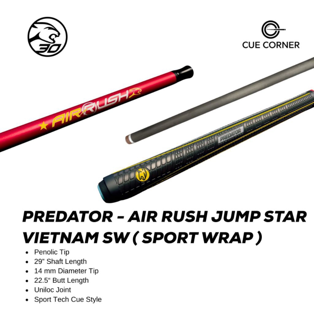 Predator Air Rush Star Vietnam Jump Cue Sport Wrap - Stik Jump Premium