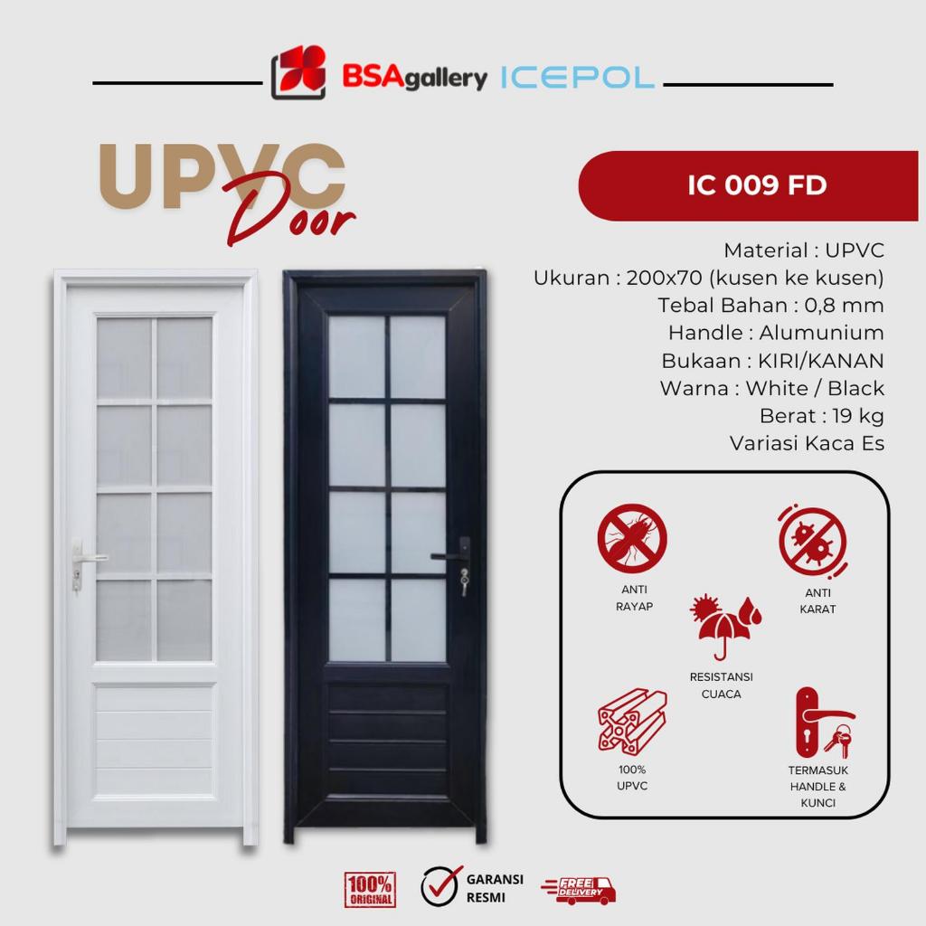 [BSA Gallery] PINTU KAMAR MANDI UPVC ICEPOL 200X70 + KUSEN + HANDLE / PINTU UPVC KOMPLIT / PINTU KAM