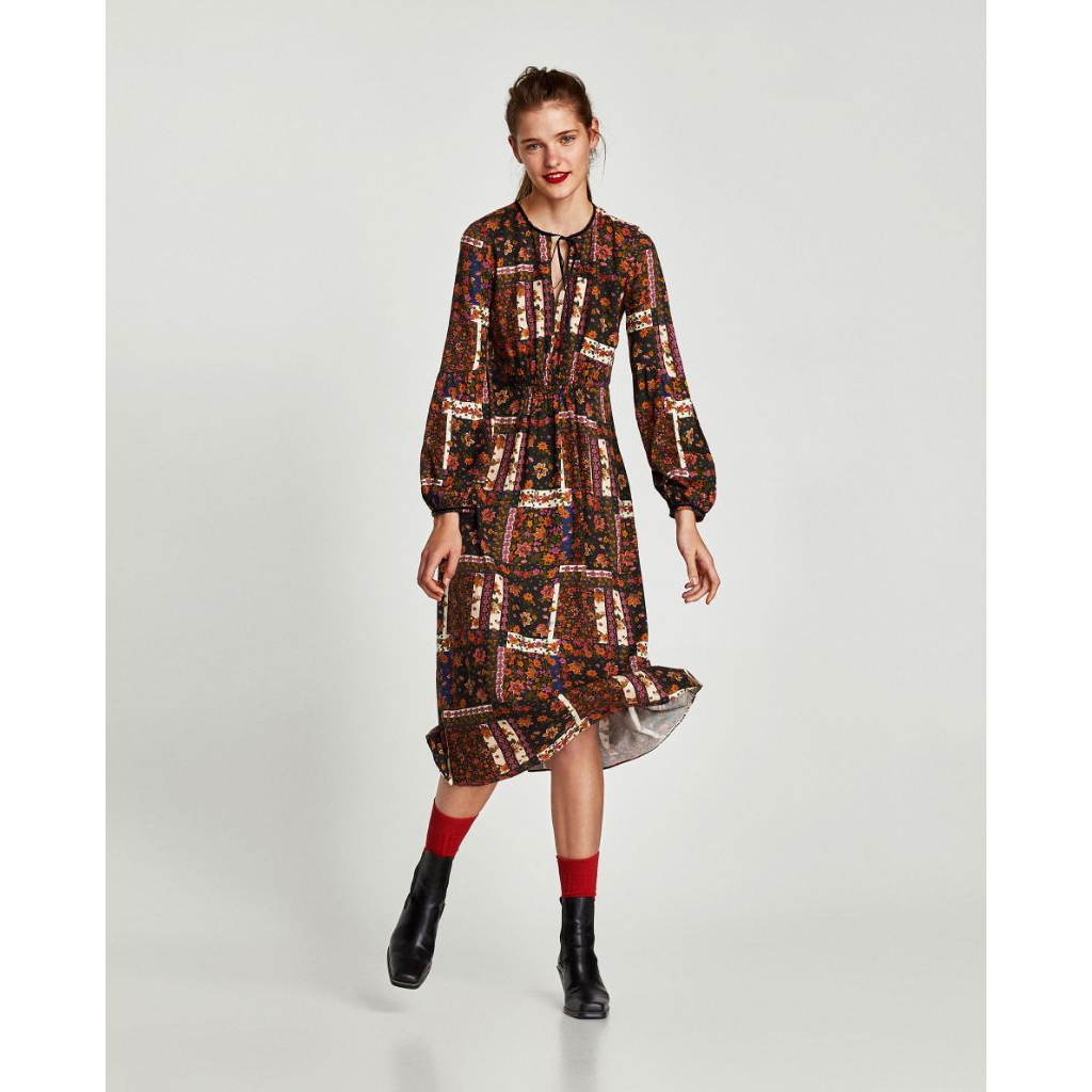 ZARA FLORAL PATCHWORK DRESS