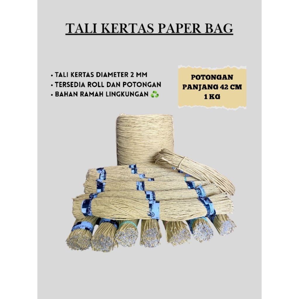 Tali Kertas Paper Bag 2~3 mm 1 KG potongan 42 cm