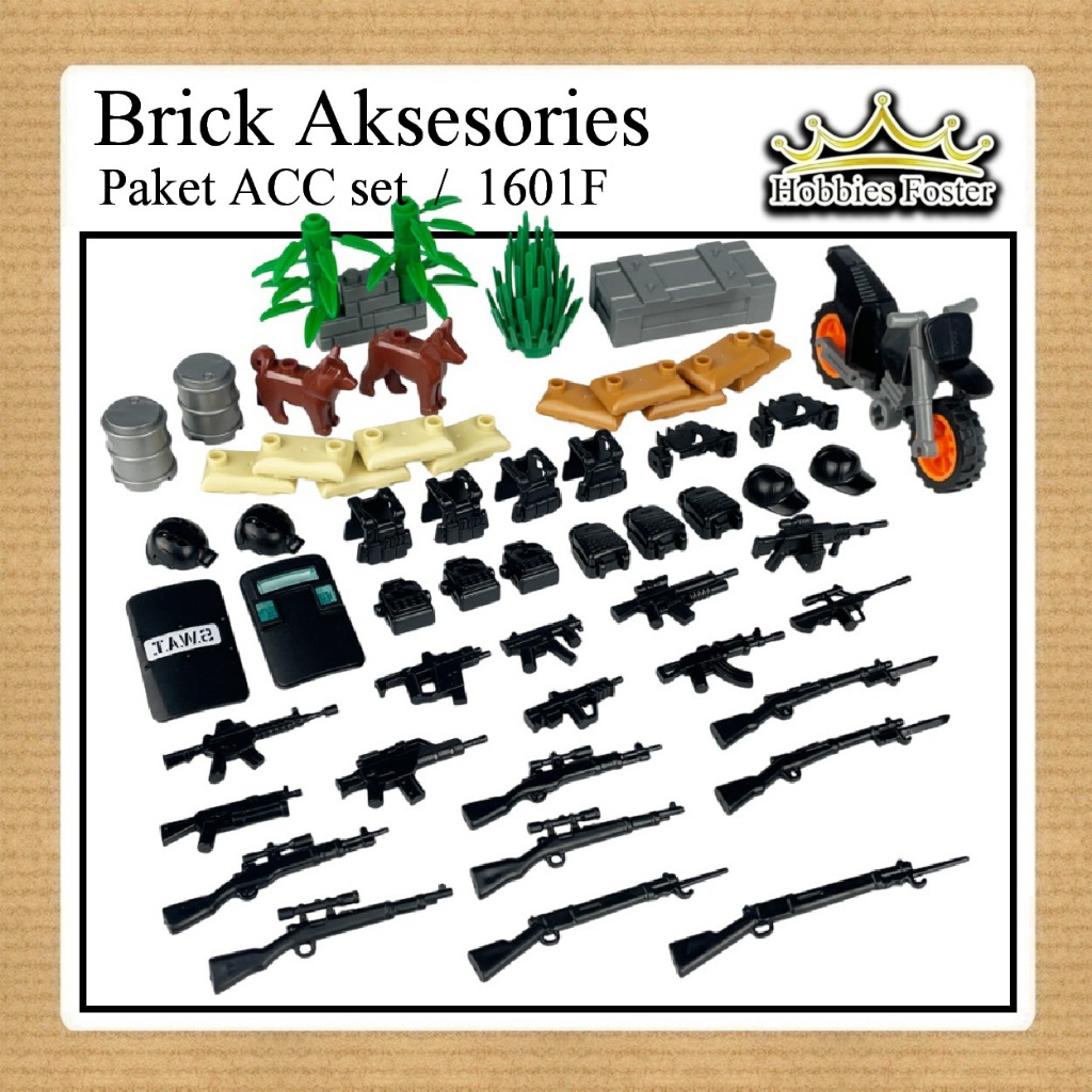 HF Brick AKSESORIS Figure Equipment Mainan Miniatur Perlengkapan Tentara Perang - Paket 1601F