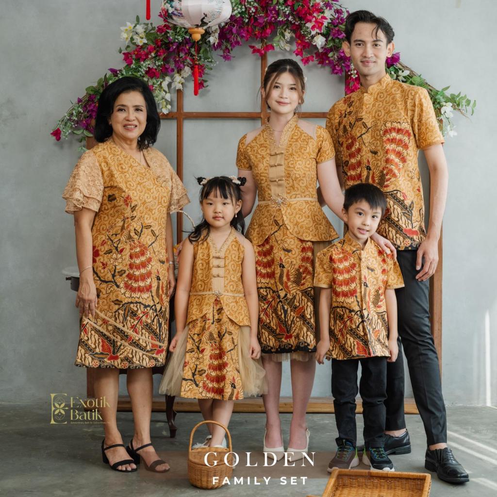 Golden Batik Couple Set/Batik Imlek/Batik Pesta/Batik Kondangan/Batik Wisuda/Batik Family Set
