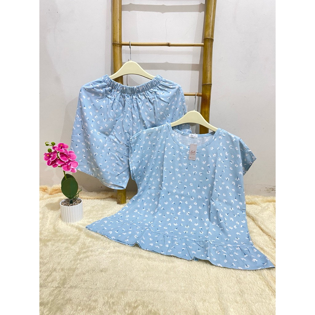 lea oneset / oneset pendek wanita / oneset rayon pendek / oneset kekinian / setelan rumahan / setela