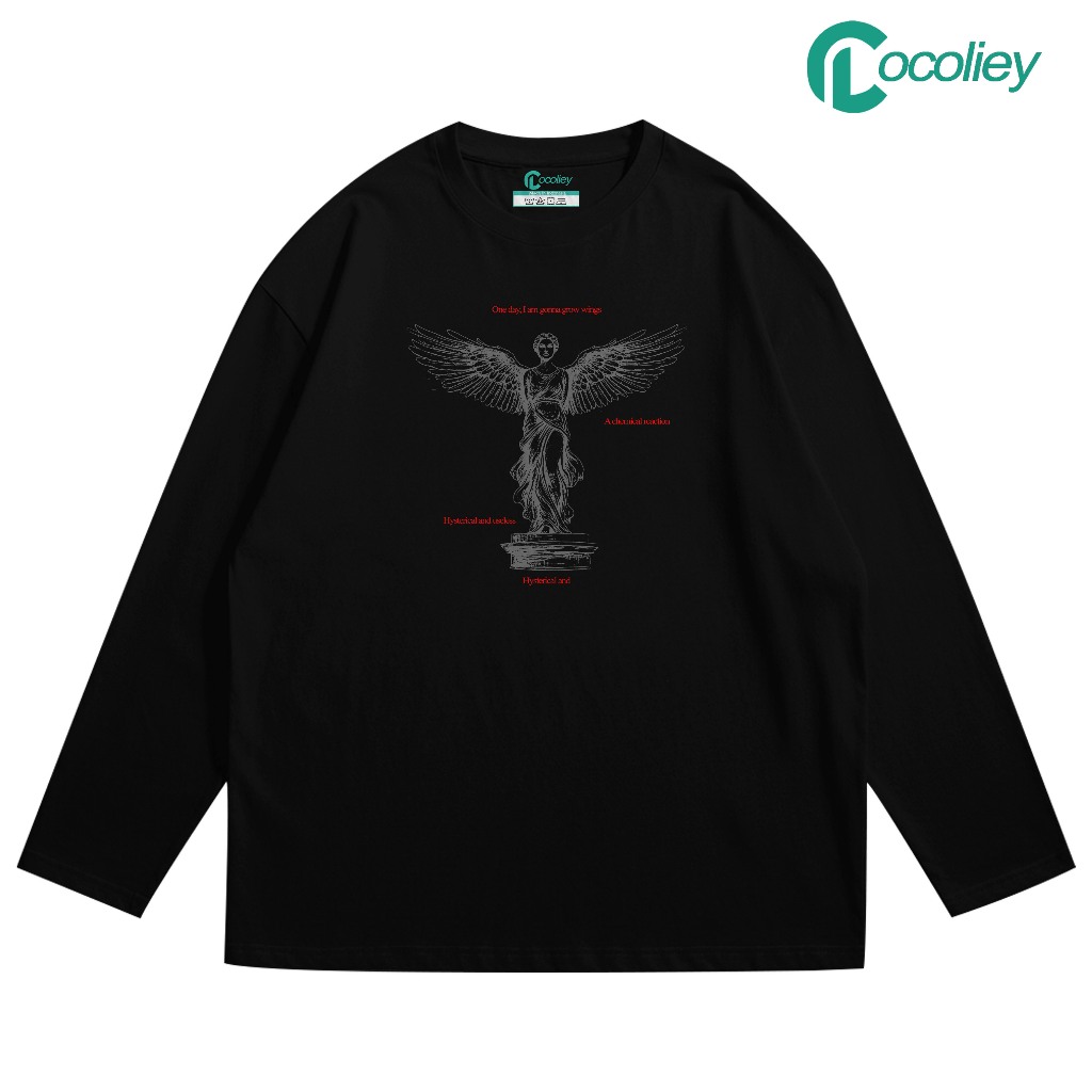 Cocoliey T-shirt Longsleeve | Kaos Distro Pria Wanita | One Day, I am Gonna Grow Wings  | Polyester 