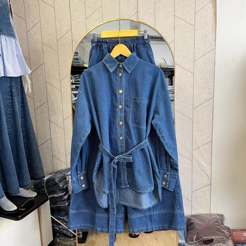 Setelan Denim Wanita Dewasa Setelan Jeans Premium Setelan Jeans Hijab